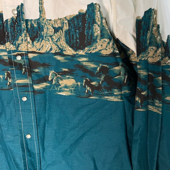 Rodeo shirt western horse print pearl snap - Picture 7 of 8